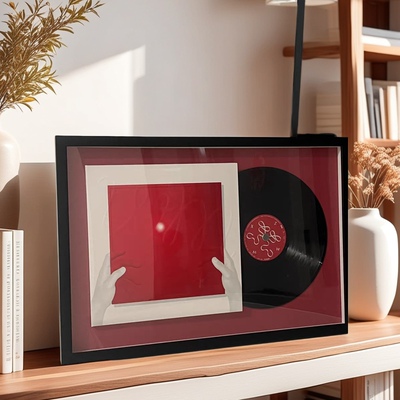 黑胶唱片展示盒透明相框LP装饰画框12寸CD专辑收纳框实木挂墙