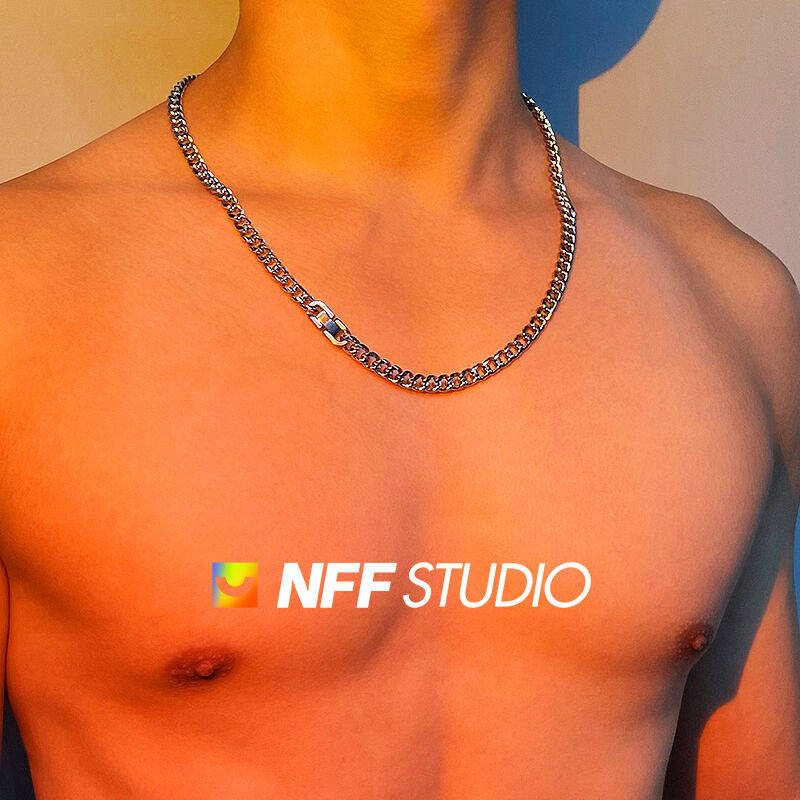 NFF古巴项链男潮嘻哈美式hiphop钛钢锁骨链高级百搭毛衣卫衣链子