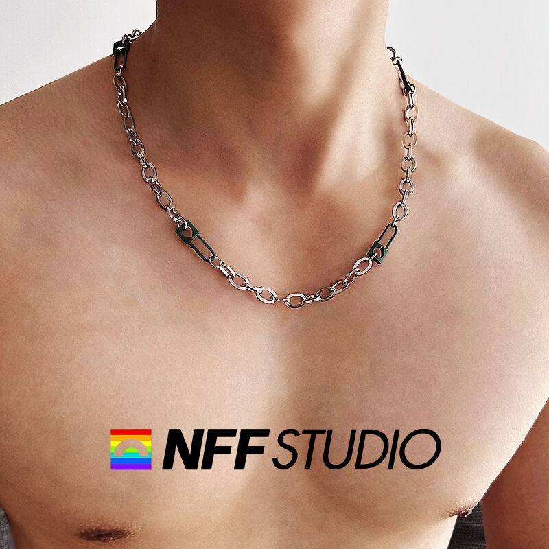 NFF不掉色设计感别针项链男潮牌嘻哈风小众简约钛钢高街个性配饰