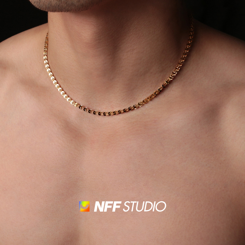 时尚18k金车花个性经典凤尾项链