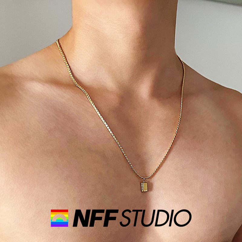 NFF高级感重磅金砖项链男嘻哈风压花古巴美式健身运动链子潮挂件