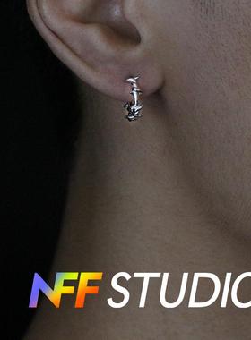 NFF荆棘耳环925银针男士复古耳饰设计耳钉男痞帅耳扣个性单只耳环