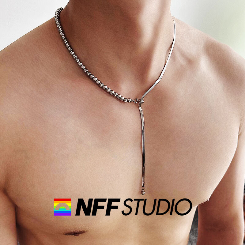 NFF原创设计重工高街款钛钢项链男金属圆球拼接锁骨链轻奢高级感