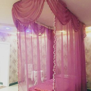 美容床隔断床帘玄关带水波头理发店装饰帷幔帘背景遮帘含滑道定制