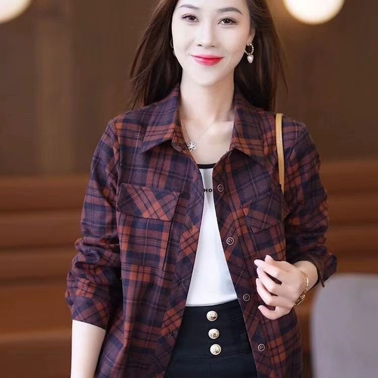 小个子短款格子衬衫女2025春秋季新款宽松时尚减龄百搭上衣外套