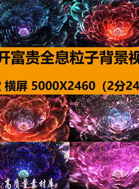 花开富贵全息粒子唯美牡丹花朵绽放舞台LED大屏幕背景视频VJ素材