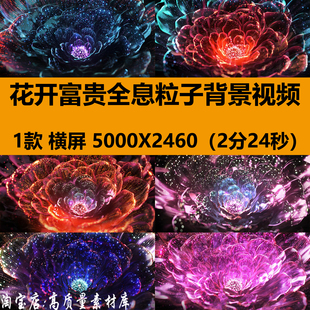花开富贵全息粒子唯美牡丹花朵绽放舞台LED大屏幕背景视频VJ素材