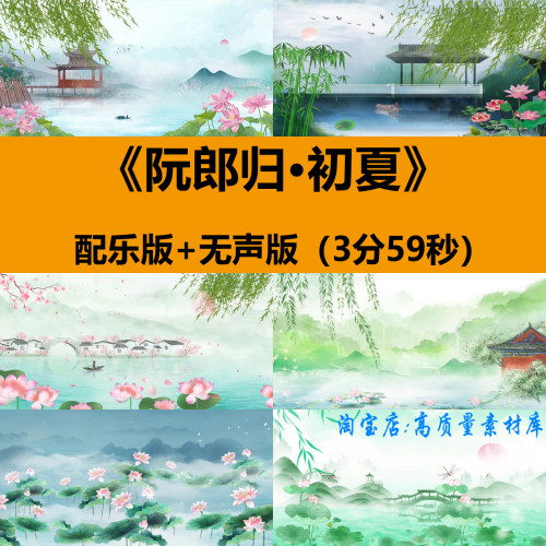 阮郎归初夏中国古典风水墨荷花少儿舞蹈演出舞台LED背景视频素材