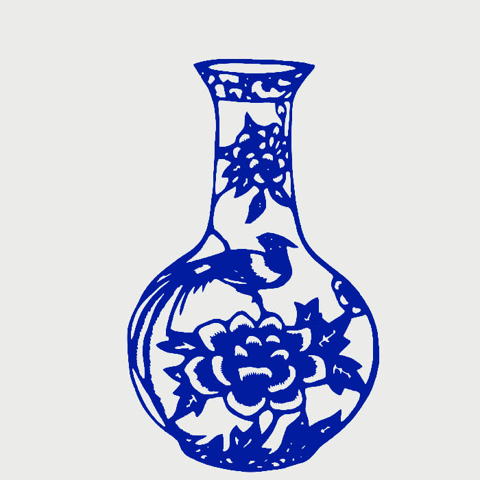 百色 手工窗花青花瓷器剪纸工艺作品 传统镂空剪纸画 玻璃窗贴纸