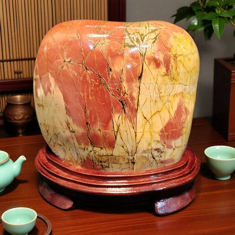 广东省韶关市乳源彩石观赏石彩色石头家居客厅办公室桌上摆件J