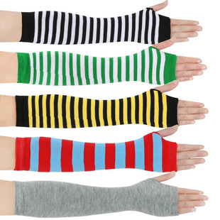 欧美秋冬休闲通用百搭圣诞露指手套秋季 纯色提花成人动漫条纹手套
