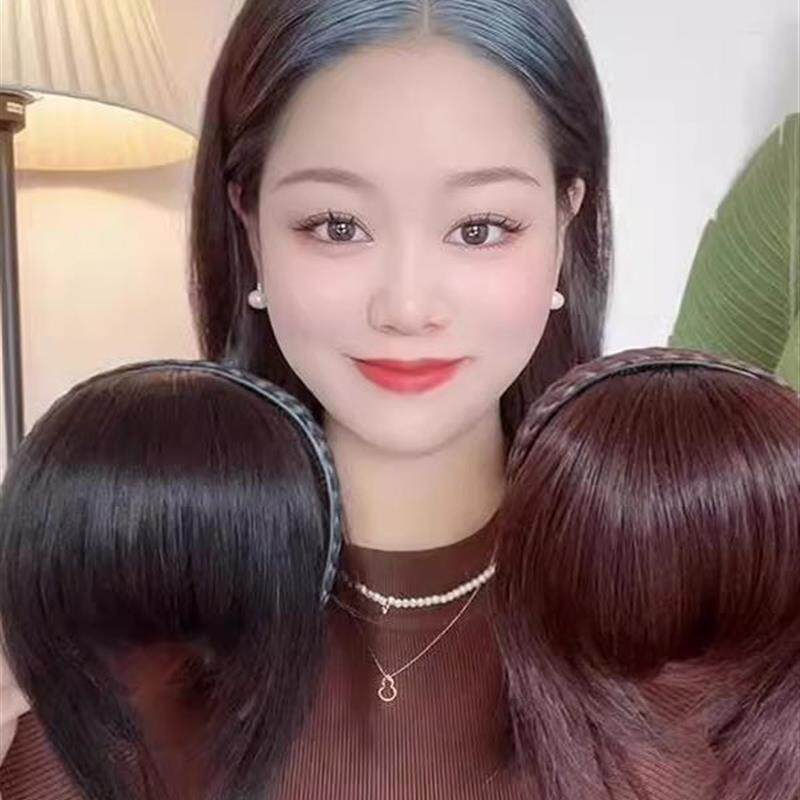 真发遮白发发箍鱼骨辫假发刘海一体增高颅顶有无鬓角麻花辫子发饰