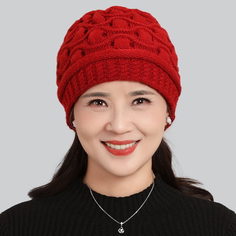 婕丽朵兔毛老人针织毛线帽