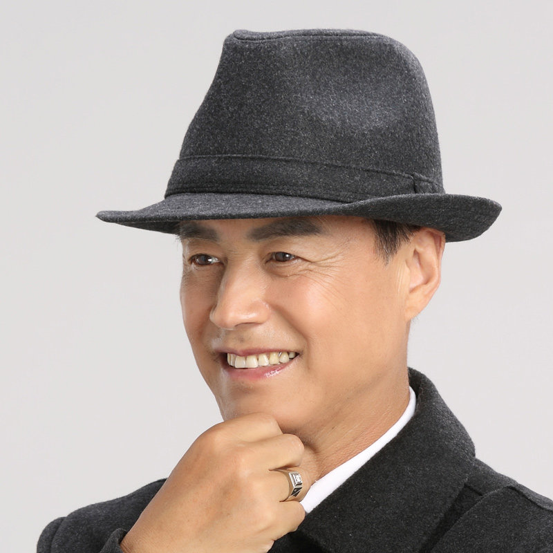 冬季男士毛呢秋冬礼帽中老年帽子