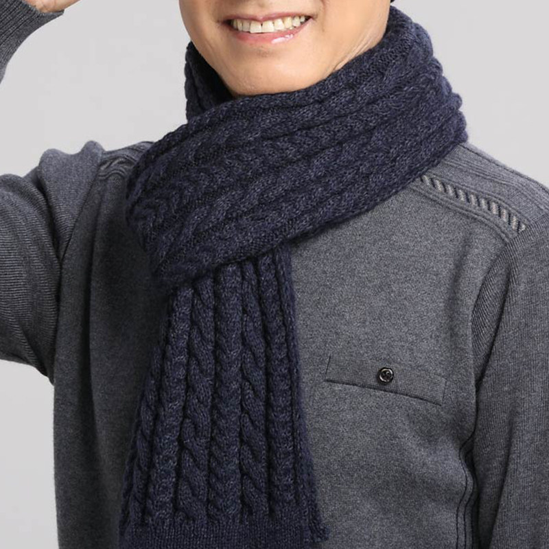 秋冬季毛线男士中老年人保暖围巾