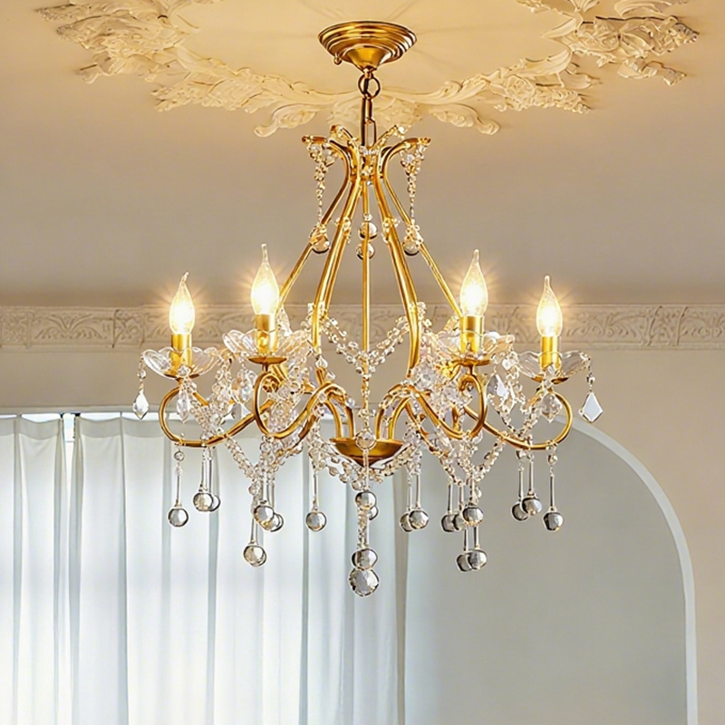 法式艺术复古水晶吊灯客厅金色美式大厅高级感主卧室餐厅蜡烛灯具
