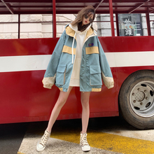 2019新款 BF潮流韩版 学生宽松休闲百搭连帽夹克潮 工装 外套女春秋季