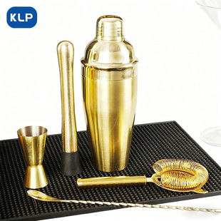 KLP304不锈钢三段式调酒器调酒壶shaker金色欧式薄款玻璃雪克杯