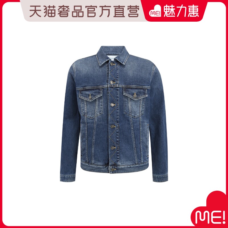 Givenchy/纪梵希蓝色水洗做旧复古时尚牛仔外套男