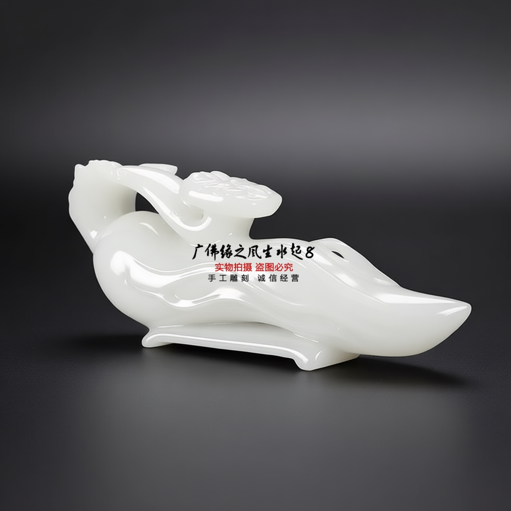 天然白玉人生如意摆件 客厅玄关办公室招财人参玉如意装饰工艺品