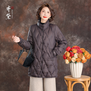 加厚保暖防风90绒外套 中长款 齐黛妈妈冬装 外套羽绒服女2025新款