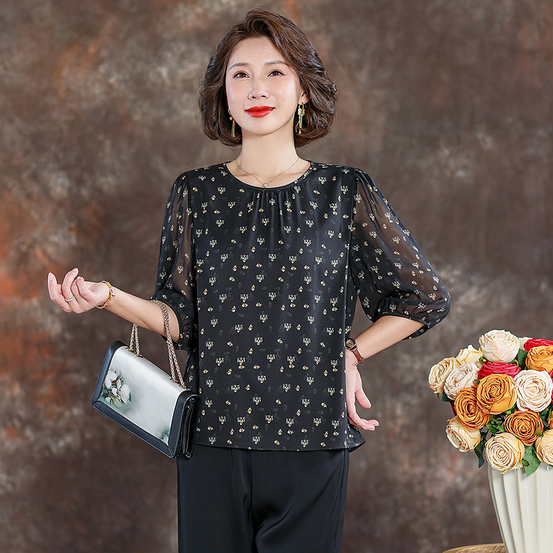 齐黛杭州正品桑蚕丝真丝专柜上衣2025春夏新款长袖妈妈桑蚕丝衬衫