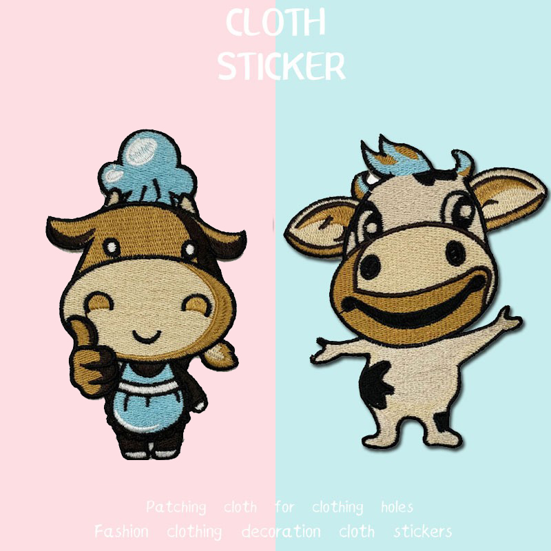 小牛羽绒服卫衣儿童卡通图案布贴