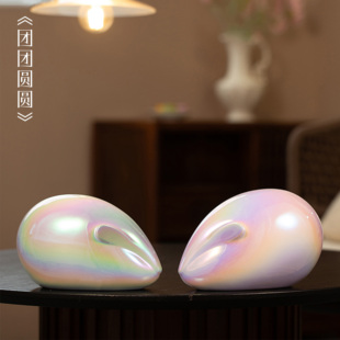 景德镇陶瓷生肖兔[团团圆圆]炫彩高档礼品风水摆件艺术家限量款