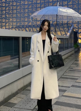 夏蓝汐雨SMBL RAIN气质宽松仿貂绒大衣女冬复古显瘦加厚毛呢外套