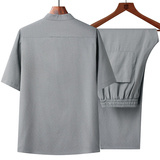 T207P85爸爸装太极服风盘扣汉服中老年夏季短袖唐装爷爷套装，男装民族服装，星座1108-2