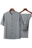 T207P85爸爸装太极服风盘扣汉服中老年夏季短袖唐装爷爷套装，男装民族服装，星座1108-2