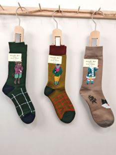 韩国socksappeal森林童话复古AB版纯棉女袜不对称中筒小众潮袜