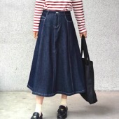 宽胯变窄高腰牛仔裙8片A摆复古伞裙收肚子通勤日系垂感120 显瘦