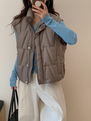 2025新款秋冬羽绒马甲重工压胶V女款马夹外穿背心加厚显瘦外套