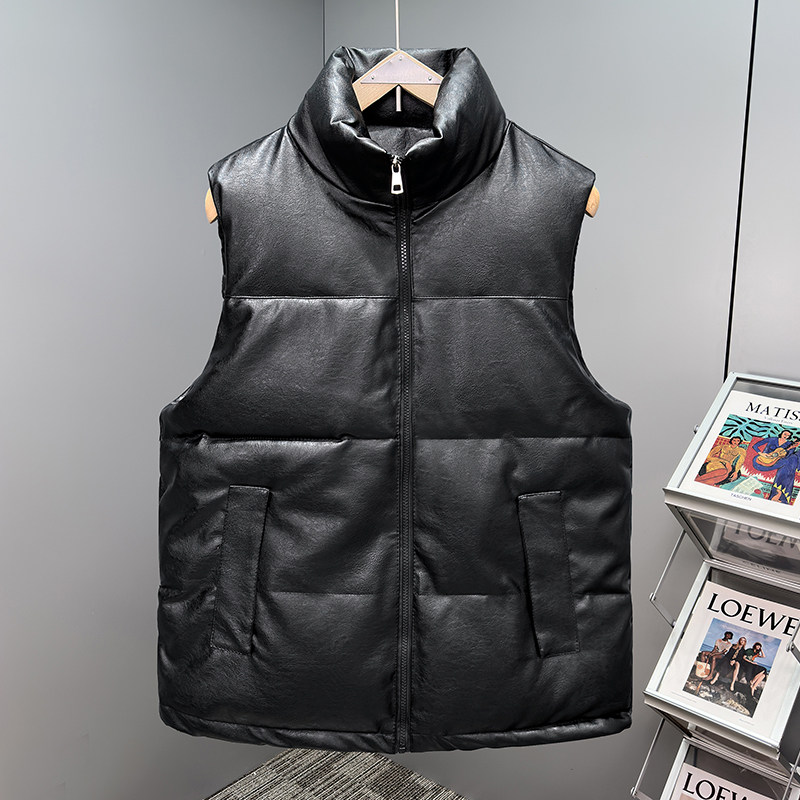 2025冬季新款PU皮棉马甲立领青年帅气加厚坎肩-TXP2025-P60,男装背心/马甲,星座313B