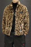 冬季豹纹满身外套保暖羊羔毛休闲棉服男韩版潮流棉衣313B-B01-P65，男装棉衣，星座313B