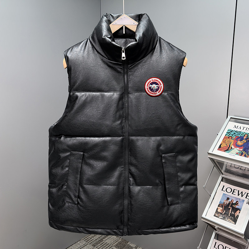 2025冬季新款PU皮棉马甲立领青年帅气加厚坎肩-TXP2025-P60,男装背心/马甲,星座313B