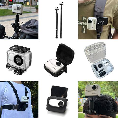 适用影石Insta360X5/GO3S/X3/X4头盔绑带 自行车支架 三折自拍杆