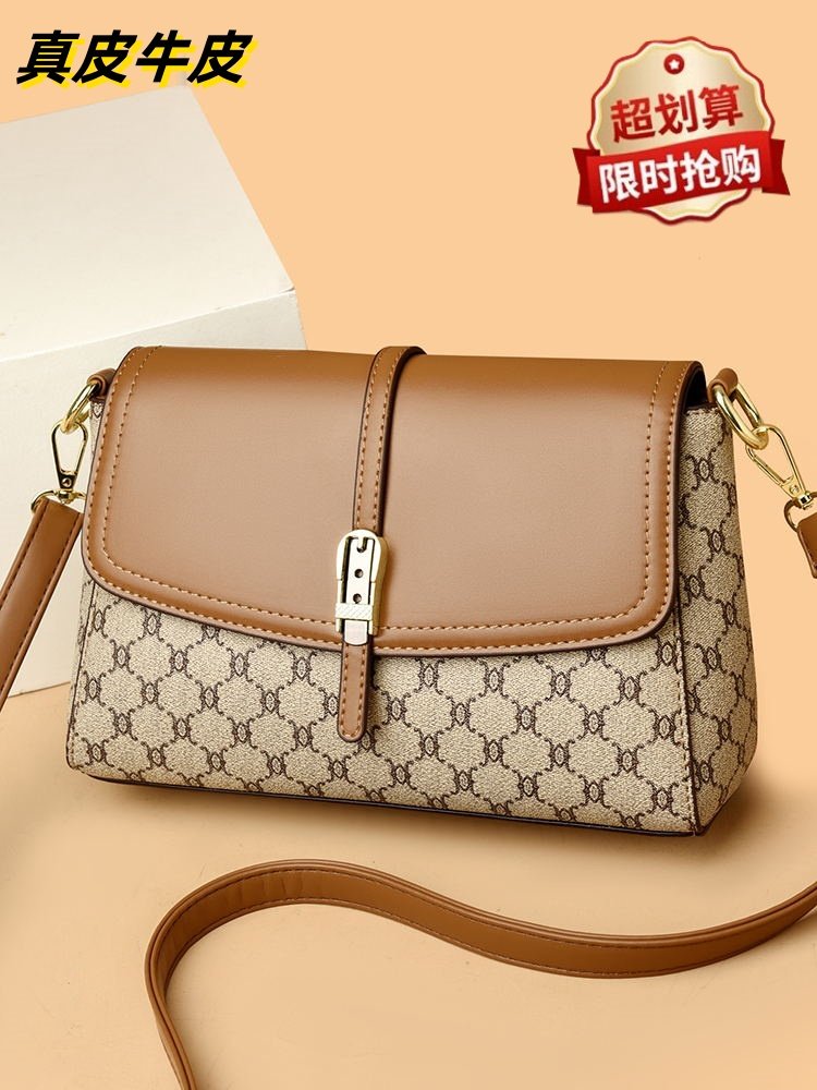 Leather women's bag 2026 explosive high-end fashion mother model middle-aged crossbody bag niche versatile commuter shoulder bag