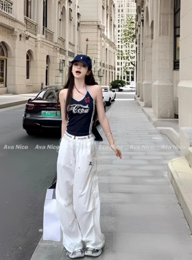 韩国正品restandrecreaticon工装裤女RR美式伞兵裤休闲宽松阔腿裤