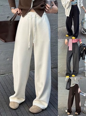 深圳高端2025早秋新款简约松紧腰抽绳休闲简约时尚直筒休闲裤女