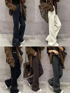 纯色加绒微喇休闲裤 百搭显瘦修身 女 高腰时尚 深圳高端2025秋冬新款