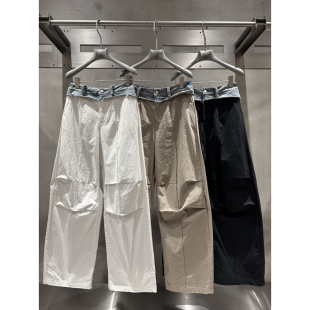 女士高级感裤 裤 子女春夏高腰阔腿卫裤 直筒休闲运动裤 美式 长裤 工装