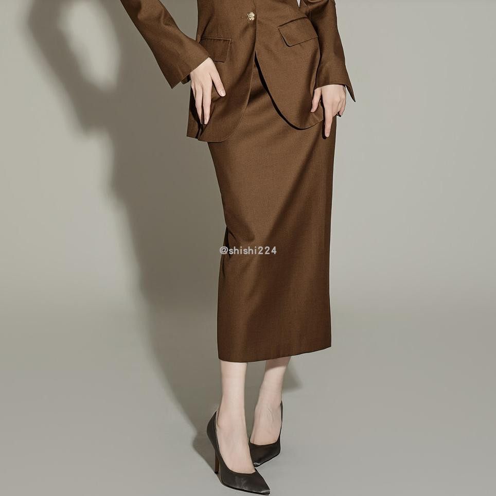 韩国直邮DINT正品代购职业百搭高腰后开叉修身H型半身长裙