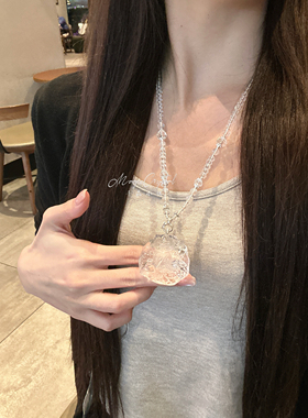 【五仙狐】天然粉水晶草莓晶紫水晶白水黄水晶狐牌毛衣链吊坠项链