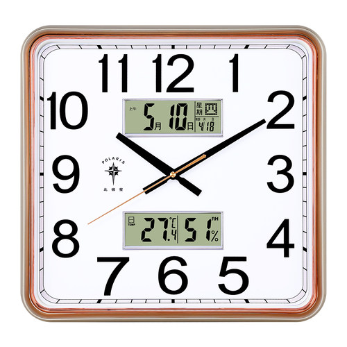 北极星夜光客厅挂钟简约现代轻奢挂墙时钟家用大气石英钟表万年历