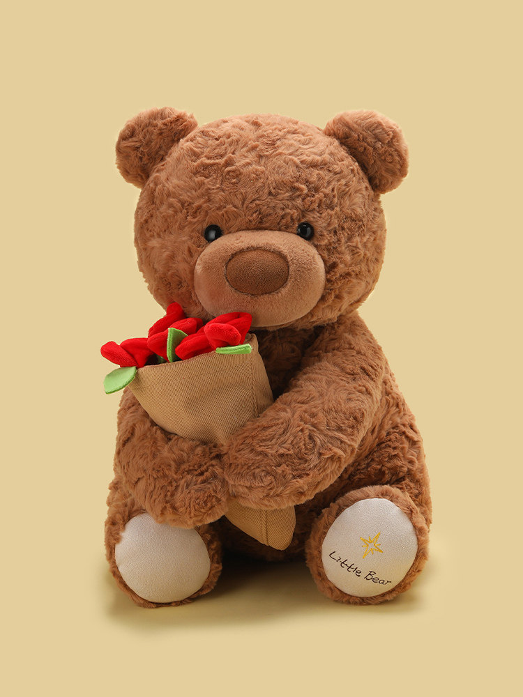 可爱玫瑰小熊公仔悄悄熊花束玩偶毛绒玩具抱枕娃娃情人节礼物女生