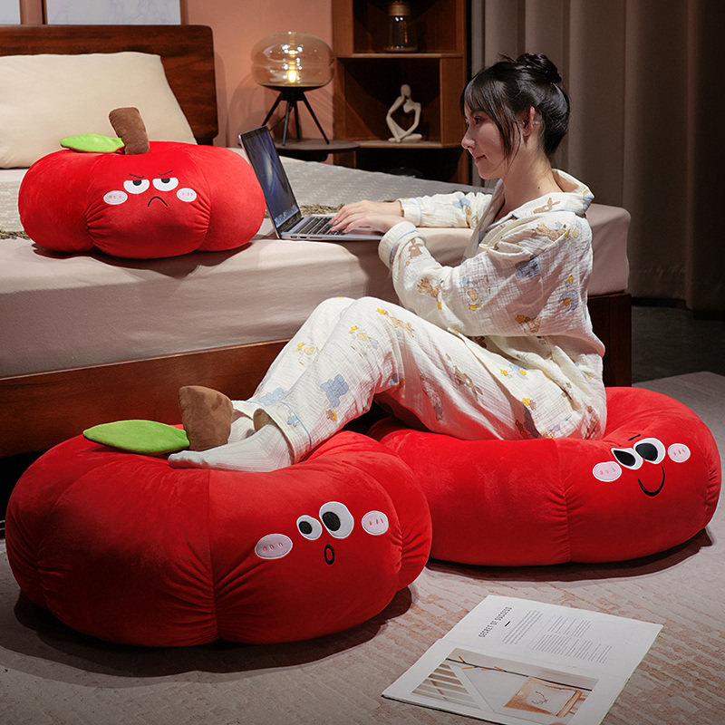 可爱卡通苹果抱枕蒲团坐垫毛绒玩具靠垫玩偶解压家居摆件生日礼物