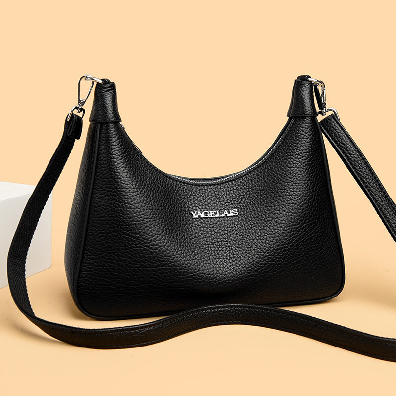 正品牌包包送妈妈款大气斜挎包大容量真皮实用型腋下包牛皮饺子包