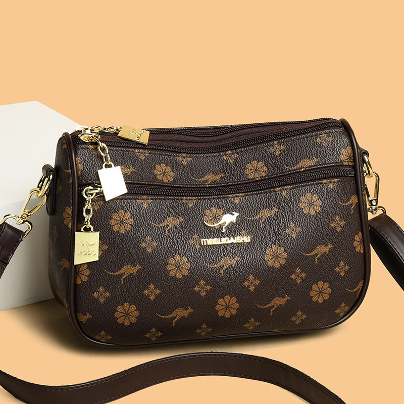 正品牌包包送妈妈款大气斜挎包大容量真皮实用型女士包包印花软皮